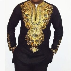 African style ethnic print V-neck long-sleeved T-shirt