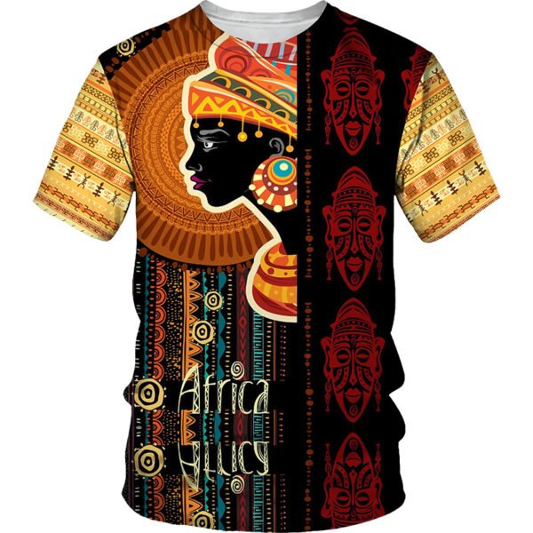 Sommer 3D Afrikanischer Druck Lässiges Herren T-Shirt