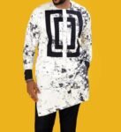 Afrikanisches Ethnisches Herren Revers Casual Print Weißes Hemd