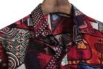 African ethnic linen print short-sleeved shirt men