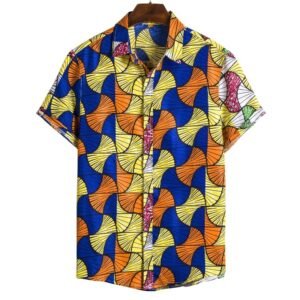 Kurzärmeliges Hemd im afrikanischen Ethnostil bedruckt