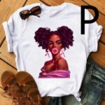 African Black Girl Print Kurzarm-T-Shirt Frauen