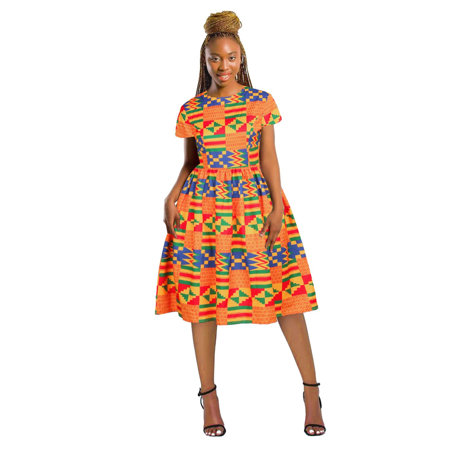 African Style Sommer Neues Kurzärmeliges Kleid