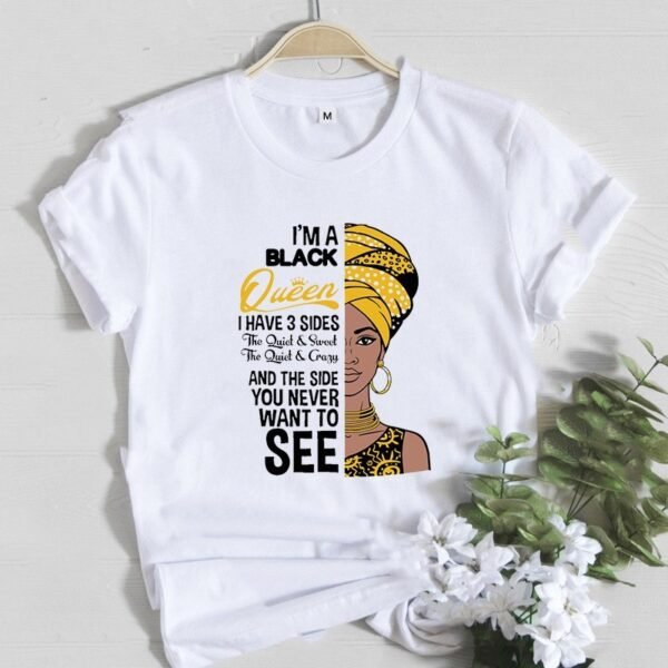 Cartoon African girl print ladies short sleeve T-shirt