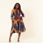 African Women's Long Sleeve Printed Shirt Dress (Robe chemise imprimée à manches longues pour femmes africaines)