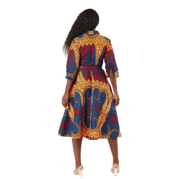 African Women's Long Sleeve Printed Shirt Dress (Robe chemise imprimée à manches longues pour femmes africaines)