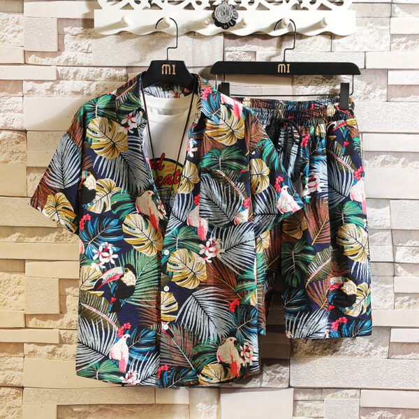 Flower Shirt Short-sleeved Suit Men's Loose Shirt Shorts Two-piece Suit