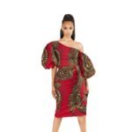 Sexy Lotus Leaf Lantern Sleeve African Dress