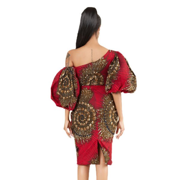 Sexy Lotusblatt Laternenärmel Afrikanisches Kleid