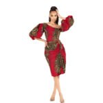 Sexy Lotus Leaf Lantern Sleeve African Dress