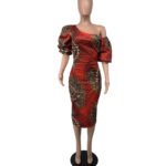 Sexy Lotus Leaf Lantern Sleeve African Dress