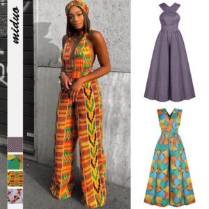 Explosive Windmühle Digitaldruck afrikanischen Stil DIY Riemchen Jumpsuit