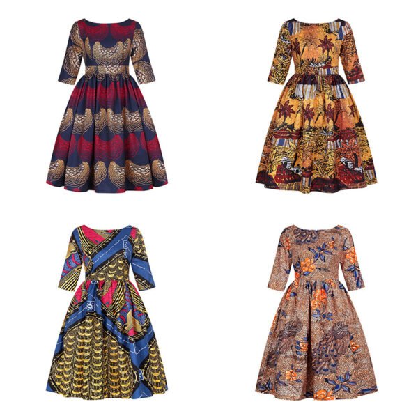 Robe sexy à imprimé africain avec dos en U