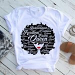 Cartoon African girl print ladies short sleeve T-shirt