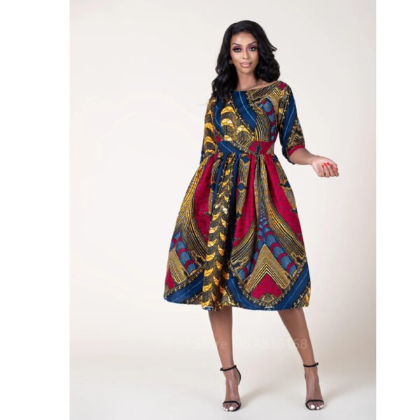 Robe sexy à imprimé africain avec dos en U