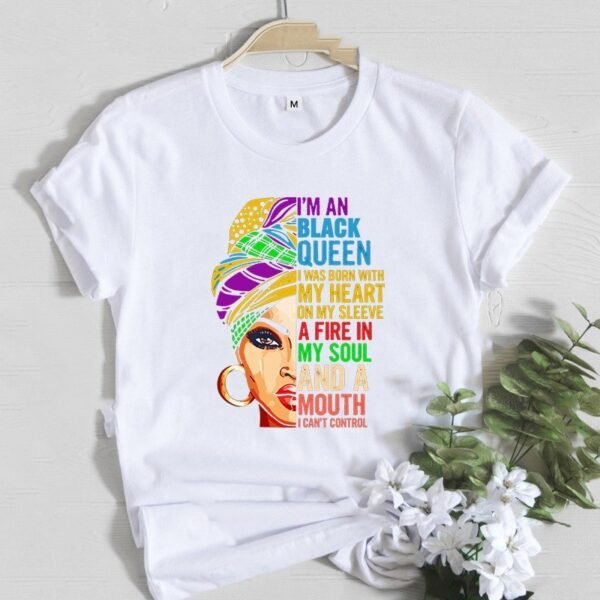 Cartoon African girl print ladies short sleeve T-shirt