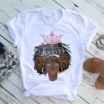 Cartoon afrikanisches Mädchen drucken Damen kurze Ärmel T-shirt