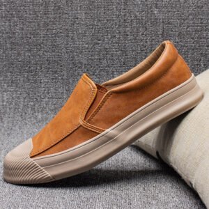 Chaussures décontractées en cuir et caoutchouc pour hommes