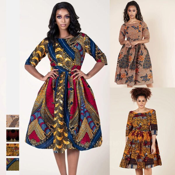 Robe sexy à imprimé africain avec dos en U