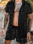 Men Shirt Print Short Sleeve Suit