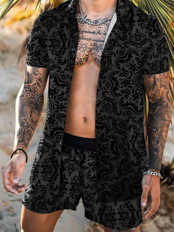 Men Shirt Print Short Sleeve Suit