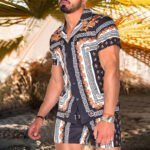 Männer Shirt Print Kurzarm Anzug