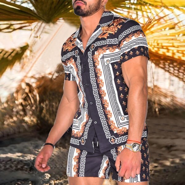 Men Shirt Print Short Sleeve Suit